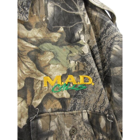 VINTAGE Mossy Oak Shirt XL Treestand Camo Hunting MAD Calls Military - Picture 7 of 15